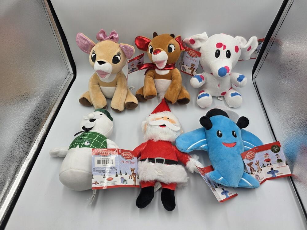 Set Of 6 Rudolph the Red-Nosed Reindeer Plush Toys 7-9 inch Rare NWT 2025